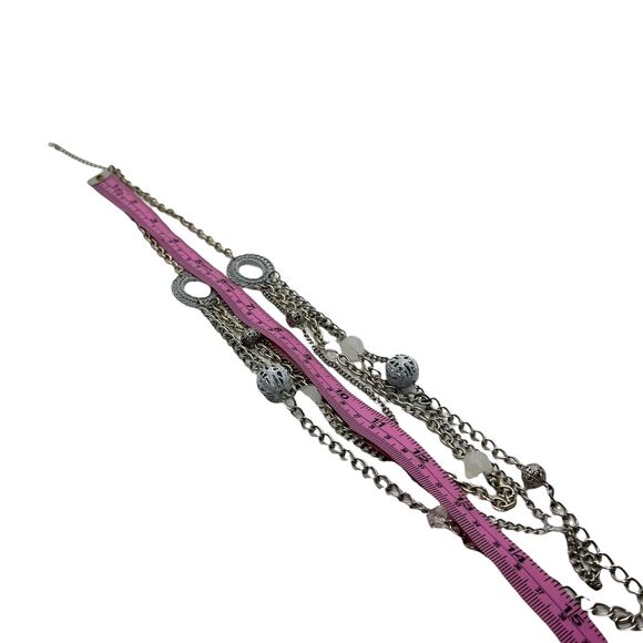 Romantic Layered Necklace Silver Tone White Shabby Retro Age Funky Victorian 90s - Picture 11 of 16